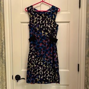 Leopard print silk shift dress - size 8